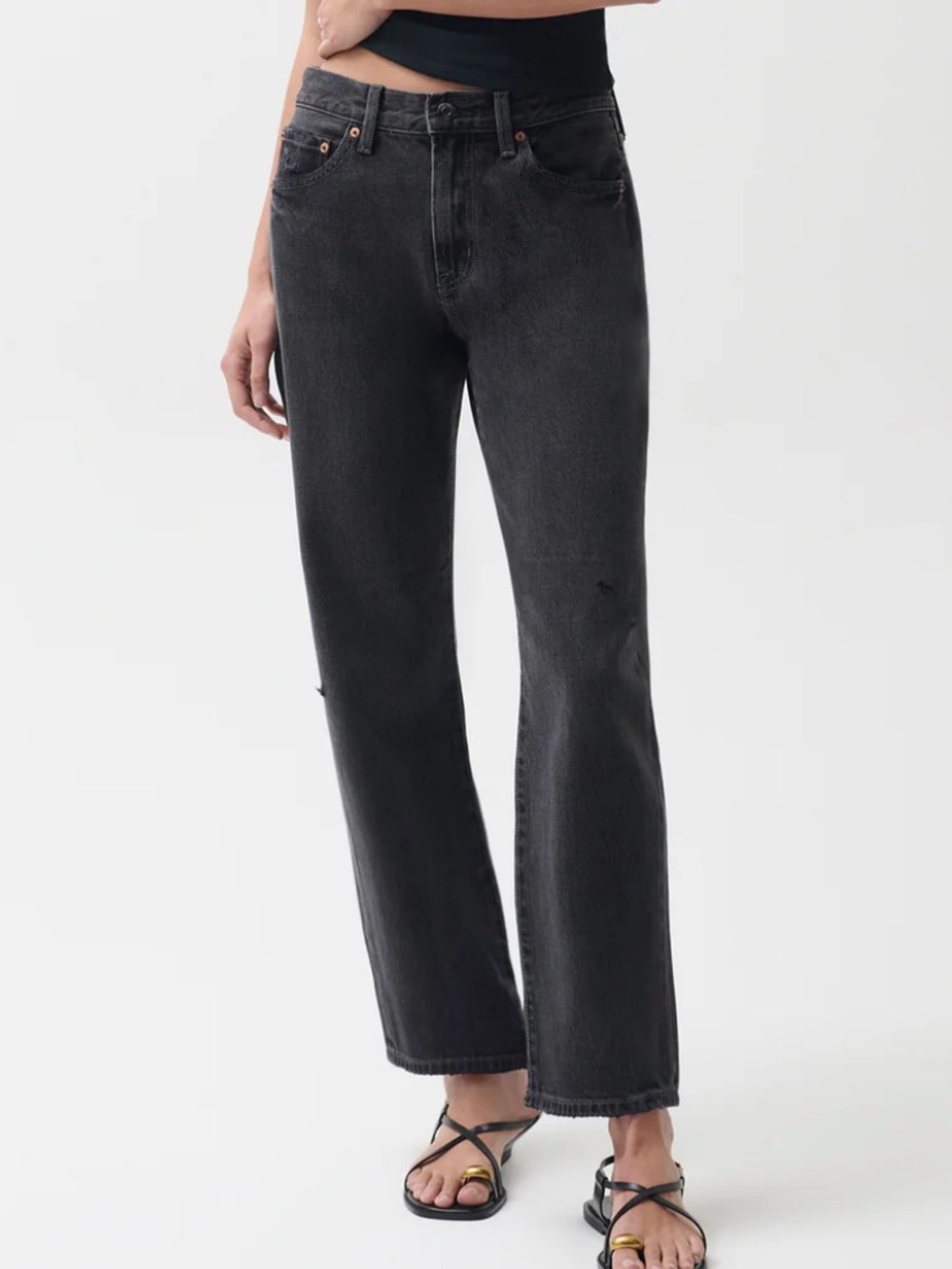 Pistola PETITE LEXI MID RISE BOWED STRAIGHT JEAN - MERCURY black  32P -